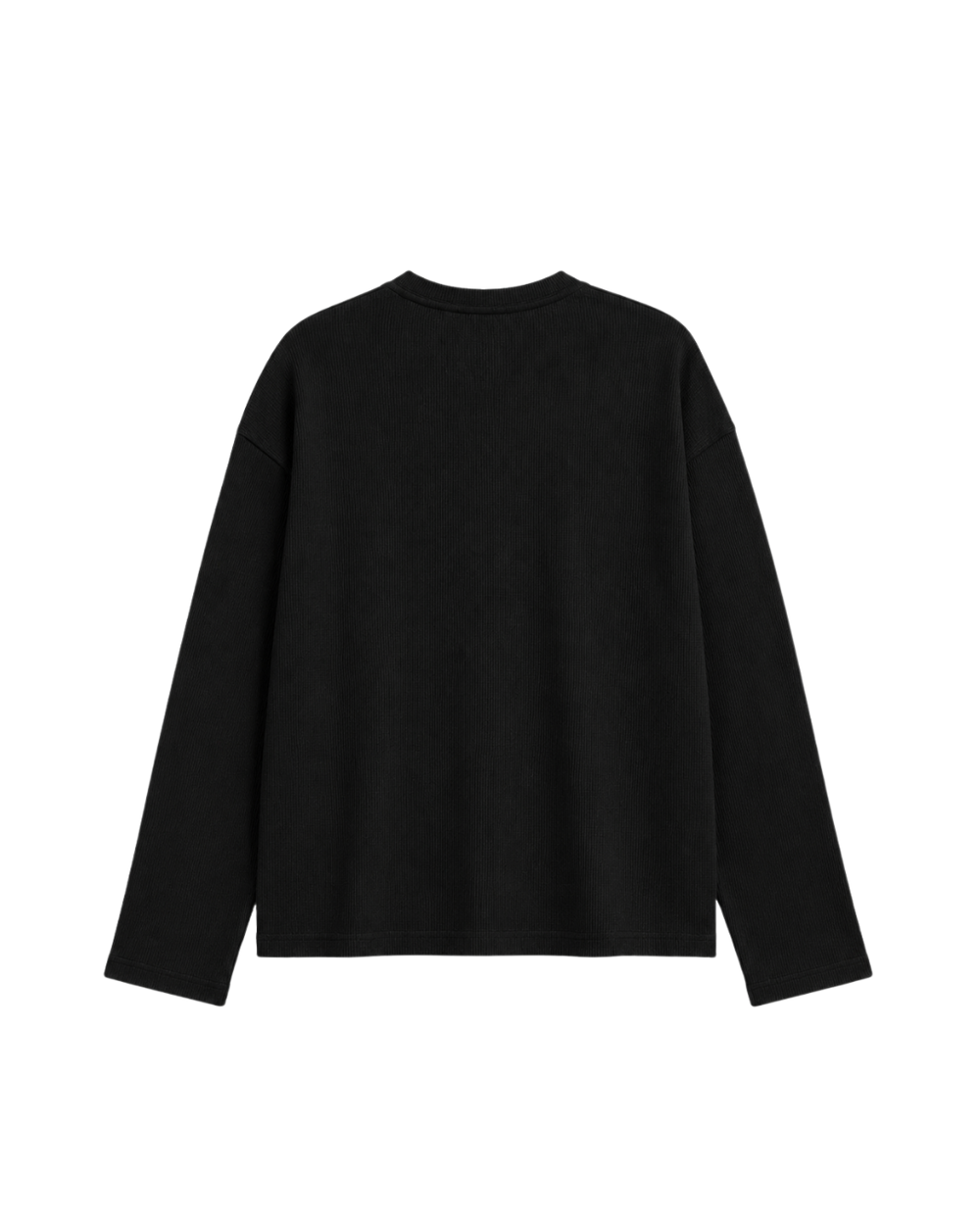 HASHWAY ARCHIVES EMBROIDERED HENLEY WAFFLE T-SHIRT - BLACK