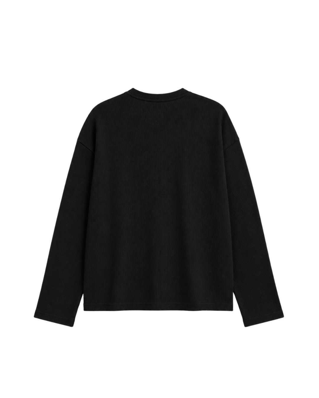 HASHWAY ARCHIVES EMBROIDERED HENLEY WAFFLE T-SHIRT - BLACK