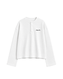 HASHWAY ARCHIVES EMBROIDERED HENLEY WAFFLE T-SHIRT - WHITE