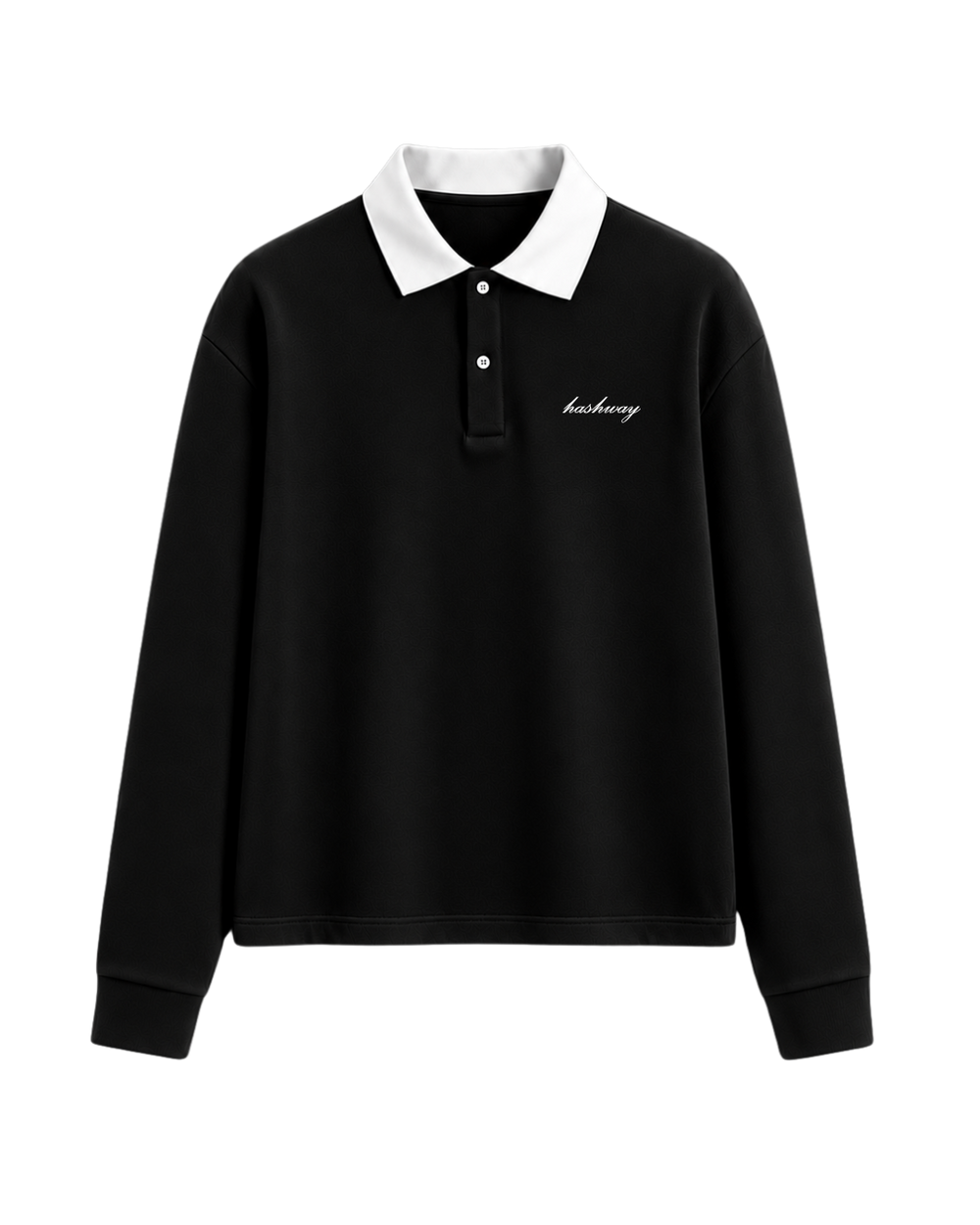 HASHWAY LONG SLEEVE POLO TEE - BLACK
