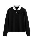 HASHWAY LONG SLEEVE POLO TEE - BLACK
