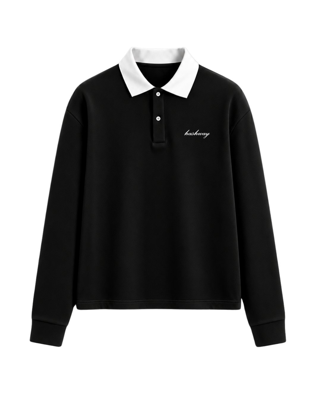 HASHWAY LONG SLEEVE POLO TEE - BLACK