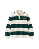 THE HERITAGE POLO SWEATSHIRT — IVORY / FOREST GREEN