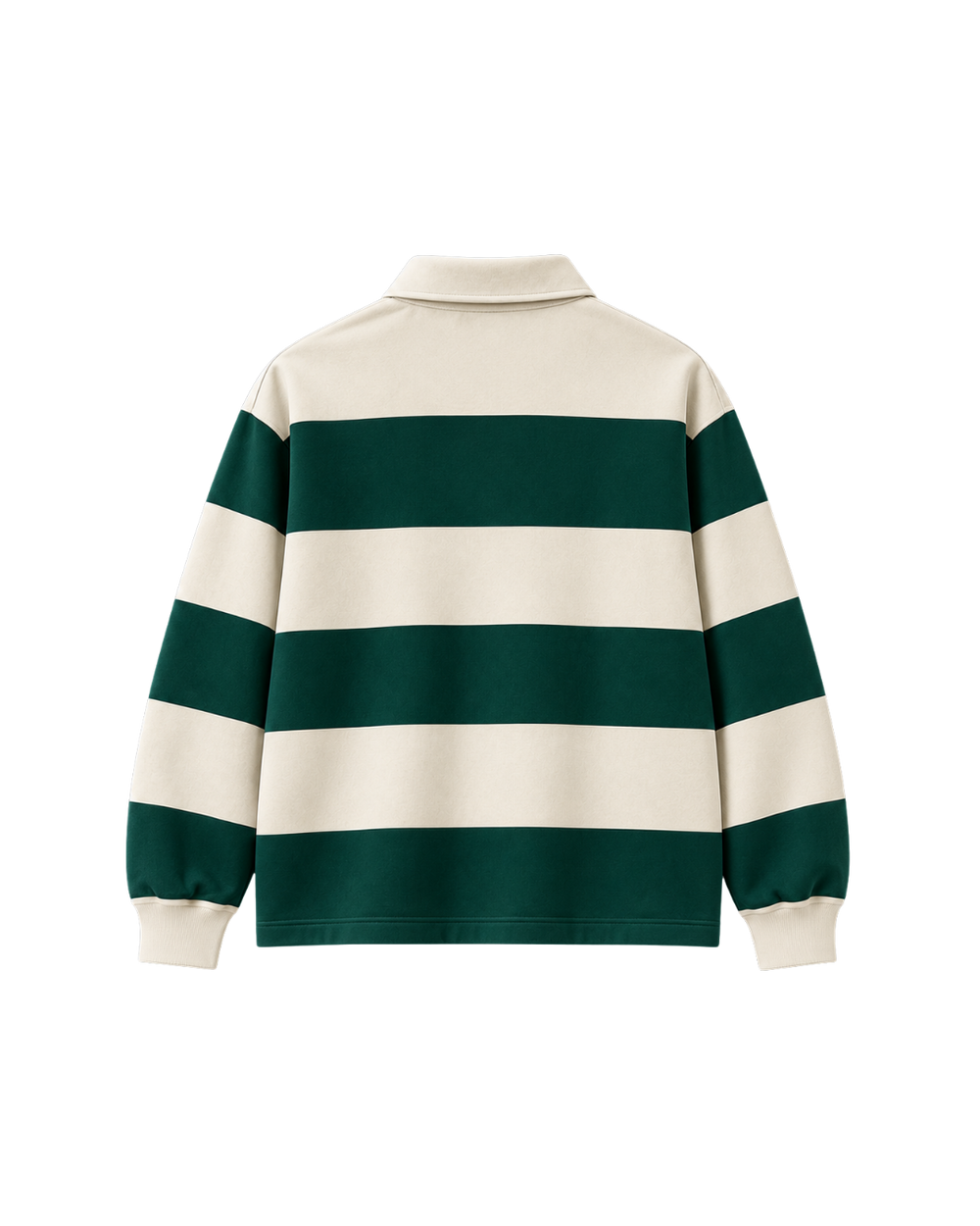THE HERITAGE POLO SWEATSHIRT — IVORY / FOREST GREEN