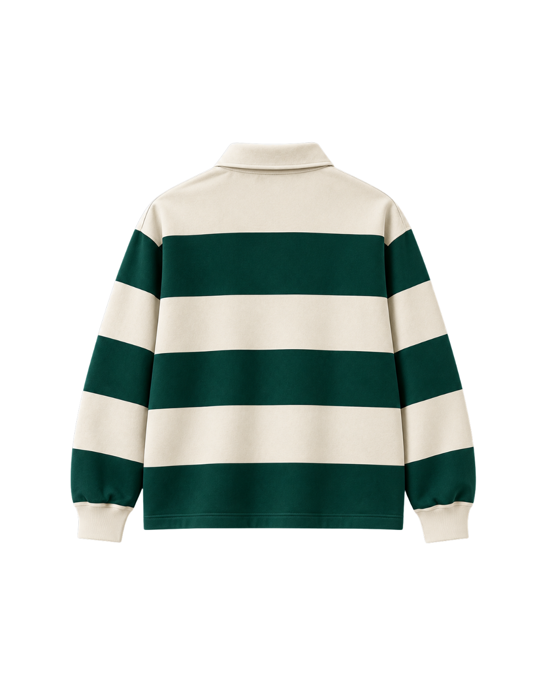 THE HERITAGE POLO SWEATSHIRT — IVORY / FOREST GREEN