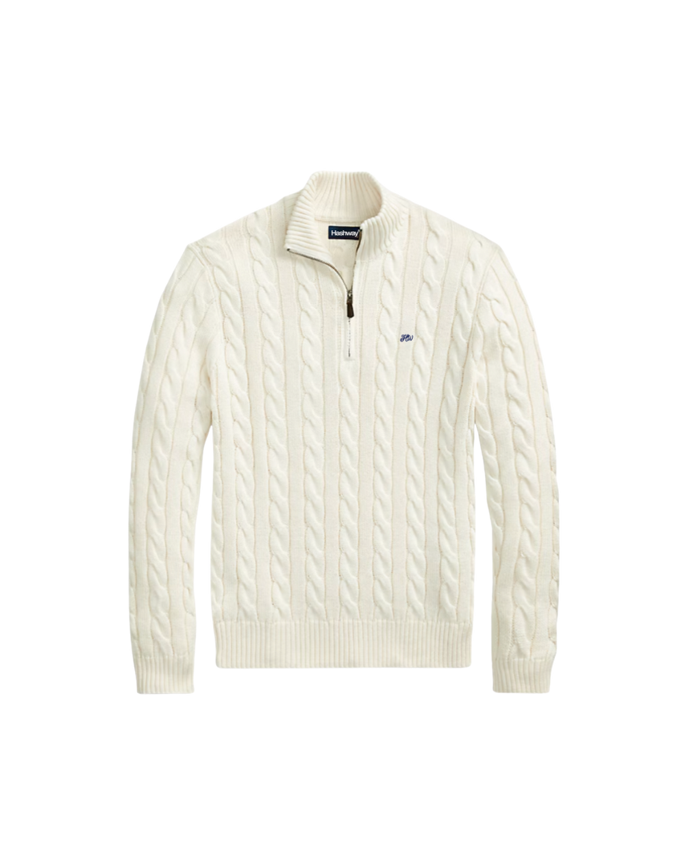 HASHWAY CABLE-KNIT COTTON QUARTER-ZIP JUMPER - WHITE