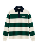 THE HERITAGE LONG SLEEVE POLO — NAVY / IVORY / FOREST
