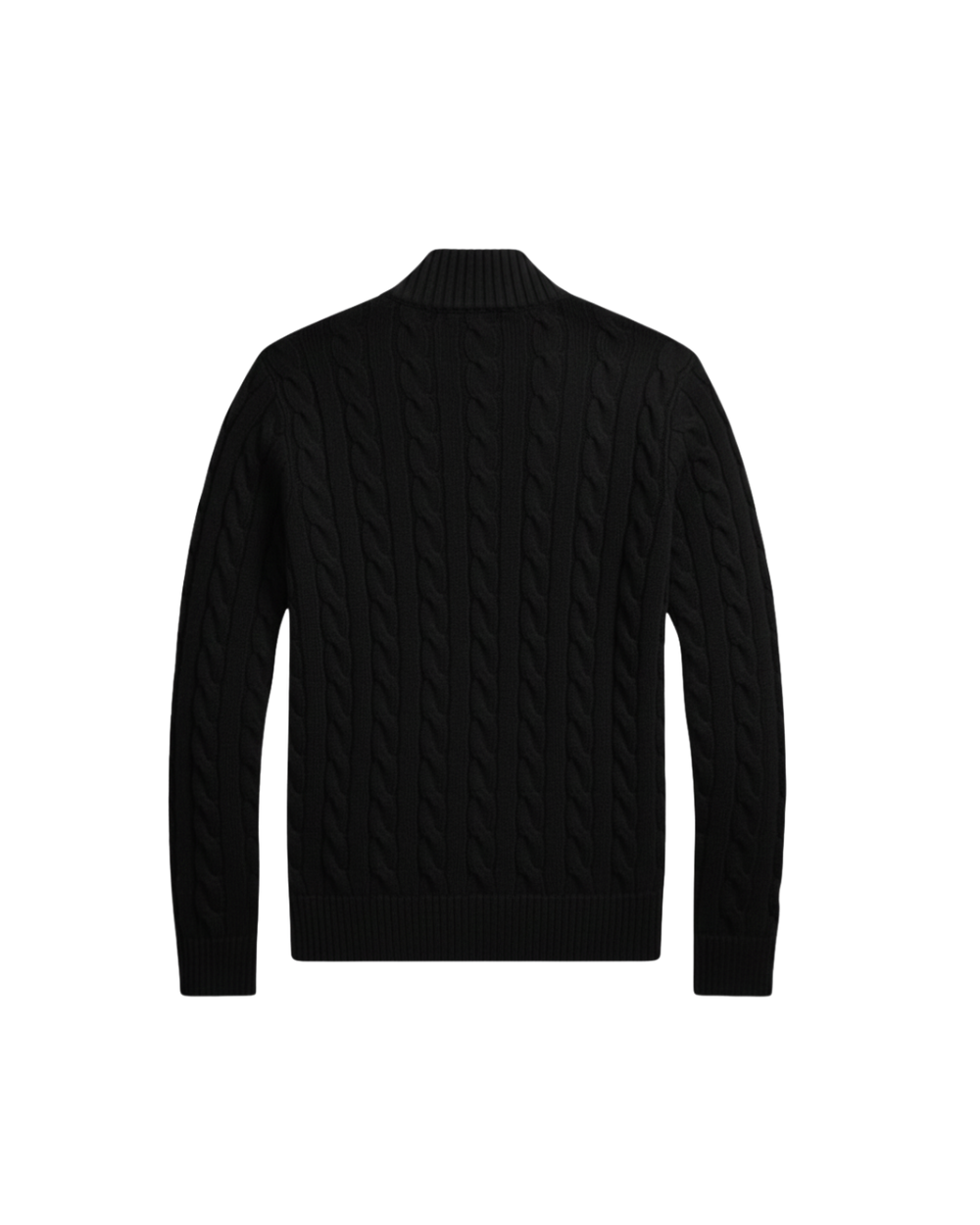 HASHWAY CABLE-KNIT COTTON QUARTER-ZIP JUMPER - BLACK ( REGULAR FIT )