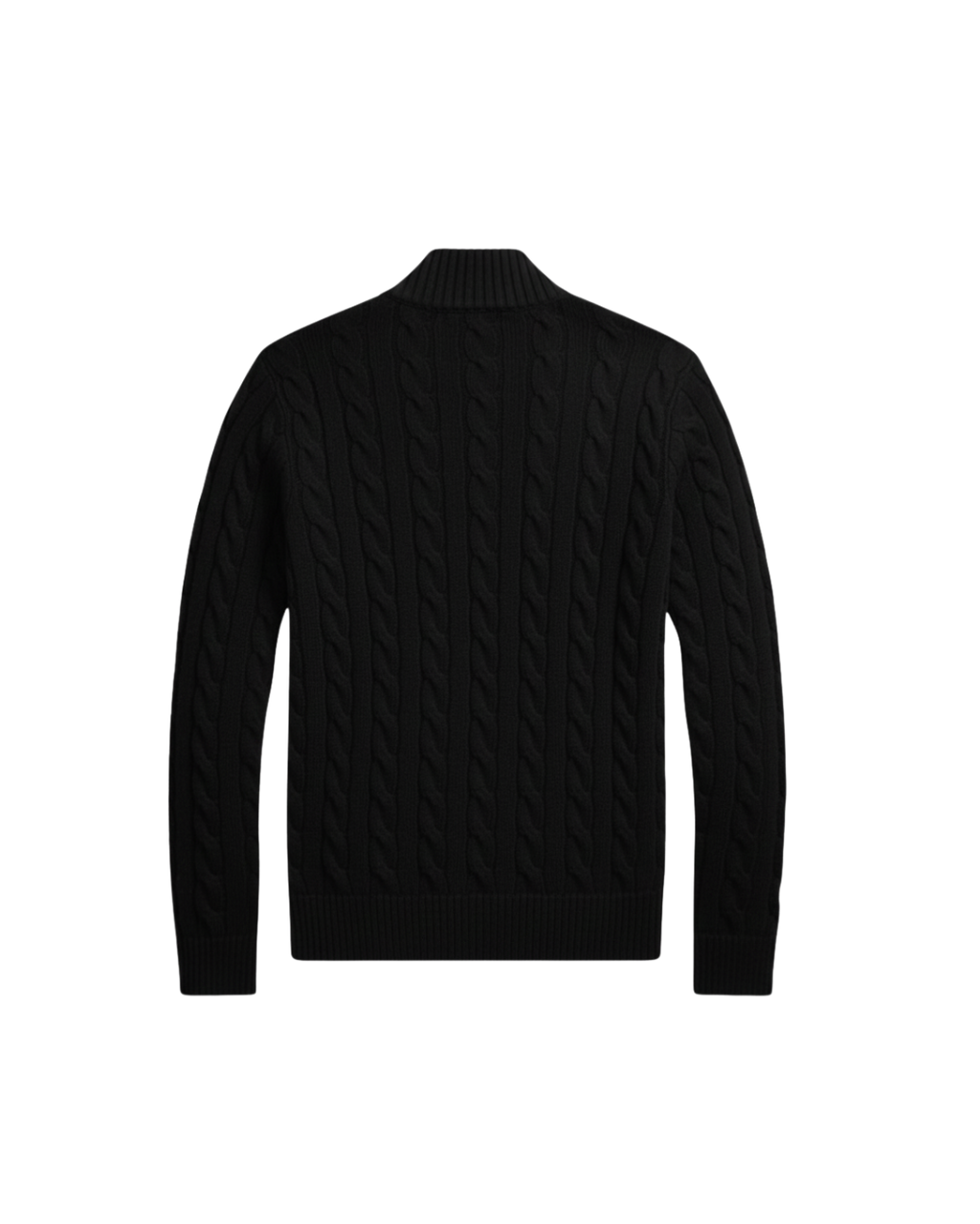 HASHWAY CABLE-KNIT COTTON QUARTER-ZIP JUMPER - BLACK ( REGULAR FIT )