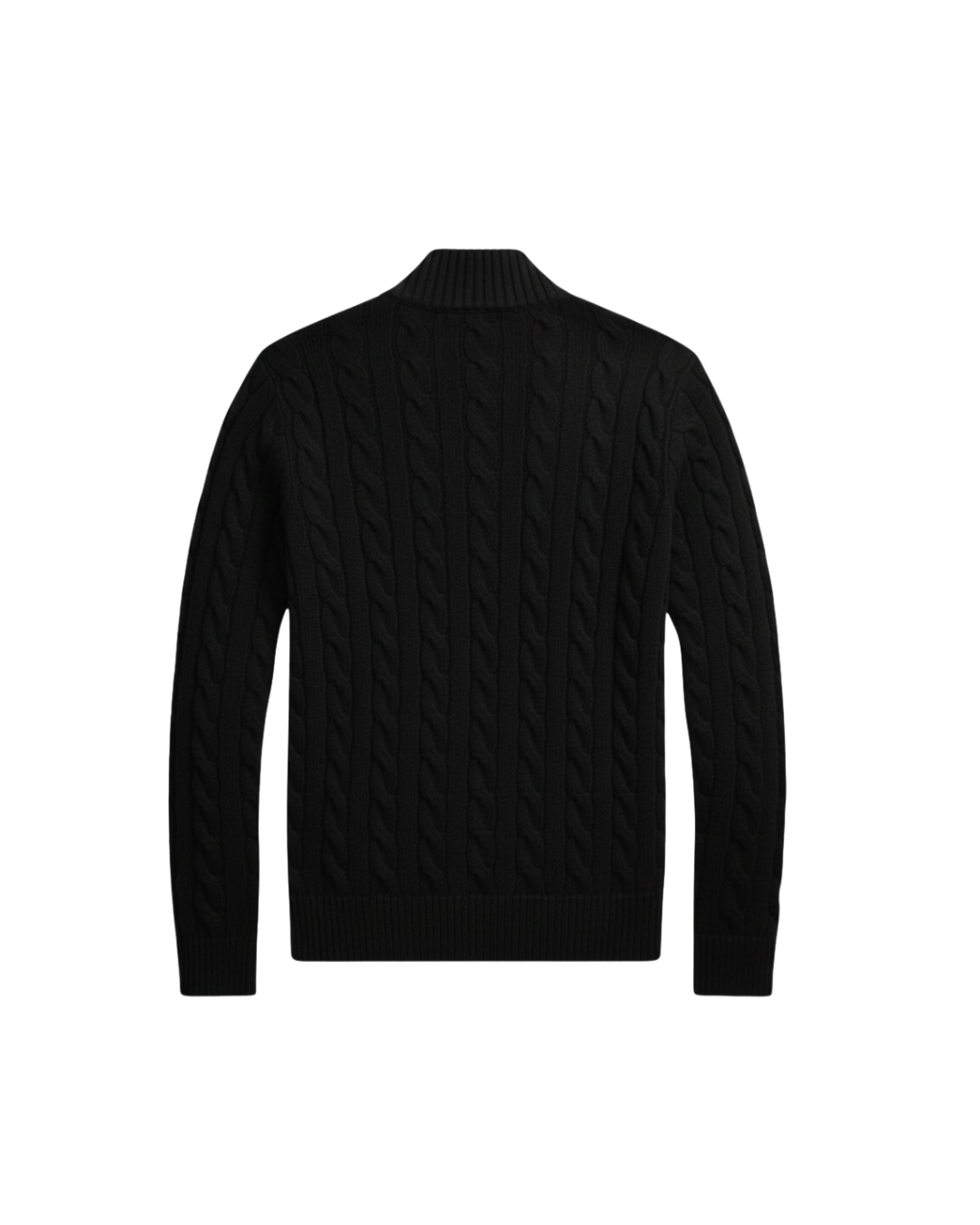 HASHWAY CABLE-KNIT COTTON QUARTER-ZIP JUMPER - BLACK ( REGULAR FIT )
