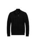 HASHWAY CABLE-KNIT COTTON QUARTER-ZIP JUMPER - BLACK ( REGULAR FIT )