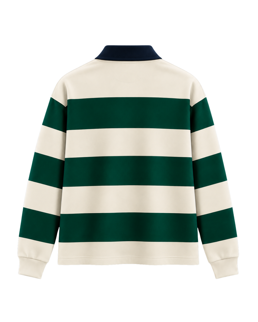 THE HERITAGE LONG SLEEVE POLO TEE — NAVY / IVORY / FOREST