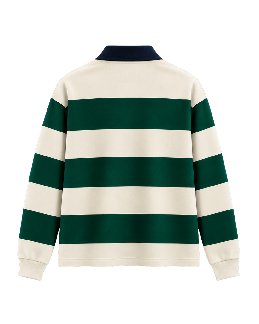THE HERITAGE LONG SLEEVE POLO TEE — NAVY / IVORY / FOREST