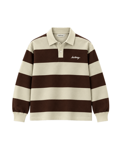 THE HERITAGE POLO SWEATSHIRT — IVORY/BROWN