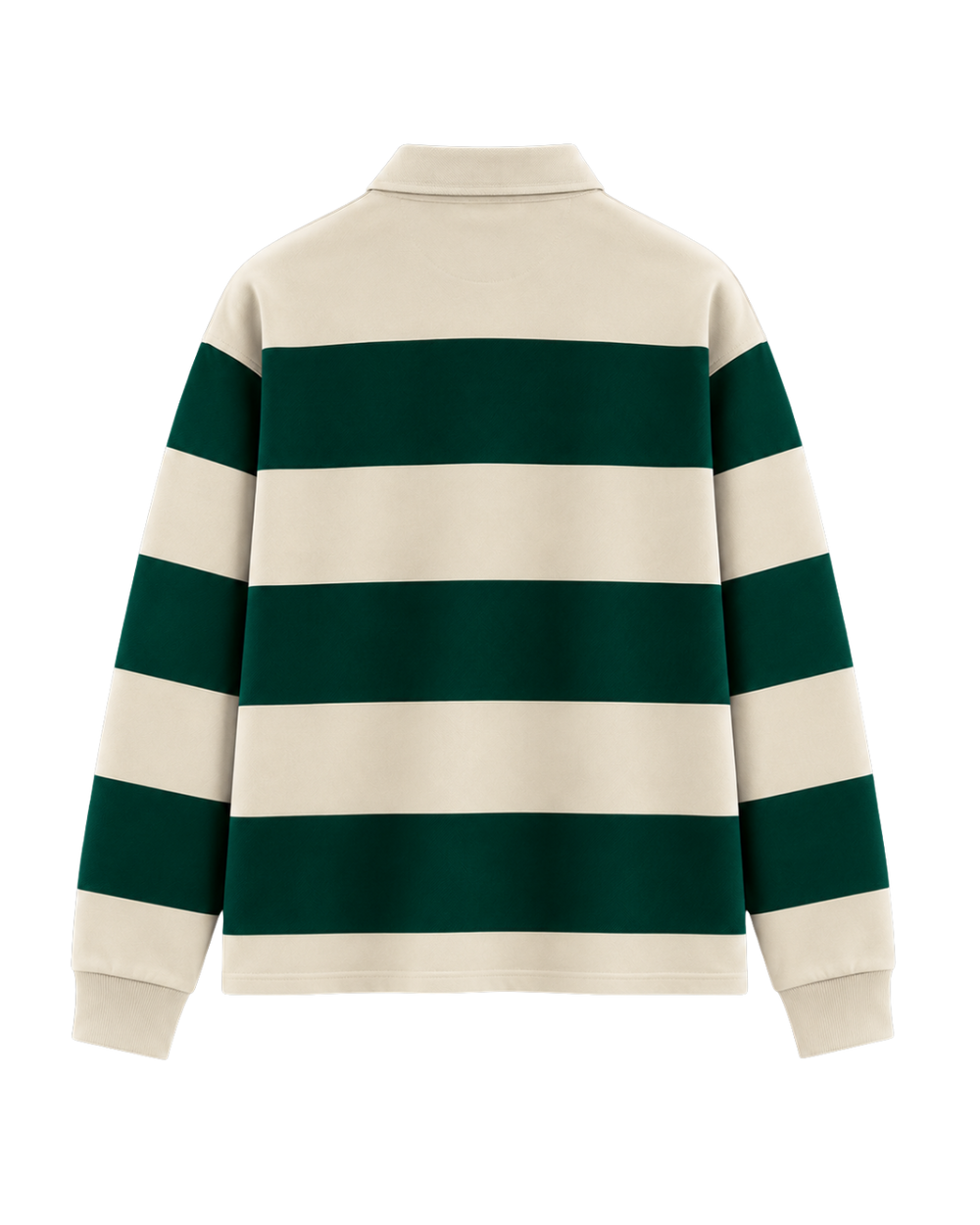 THE HERITAGE LONG SLEEVE POLO — IVORY / FOREST
