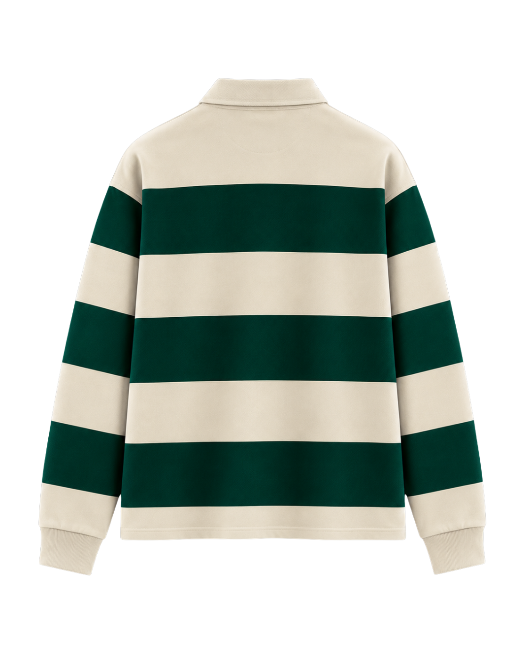 THE HERITAGE LONG SLEEVE POLO — IVORY / FOREST