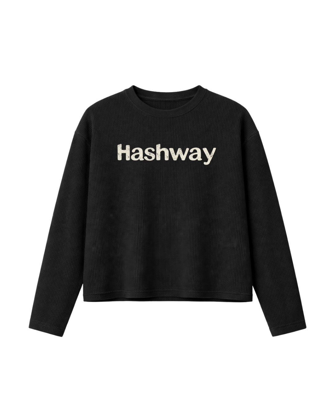 HASHWAY 'NO ONE SAVES YOU' WAFFLE T-SHIRT - BLACK