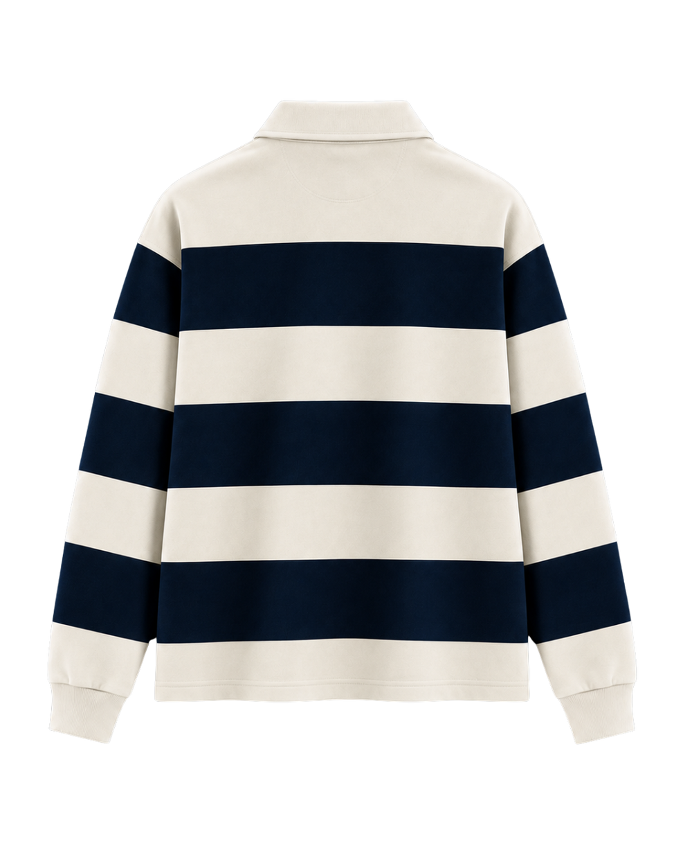 THE HERITAGE LONG SLEEVE POLO — IVORY / NAVY