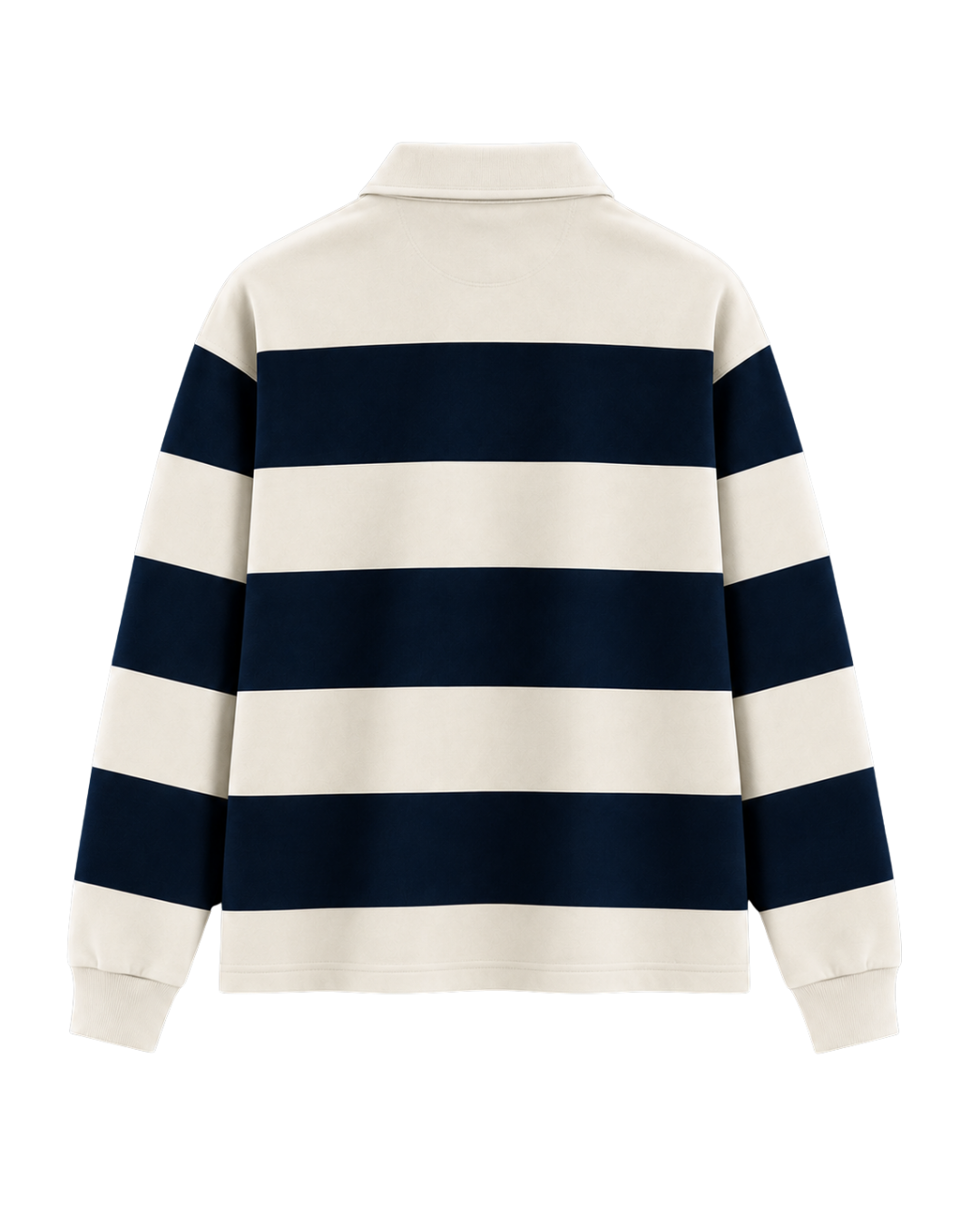 THE HERITAGE LONG SLEEVE POLO — IVORY / NAVY