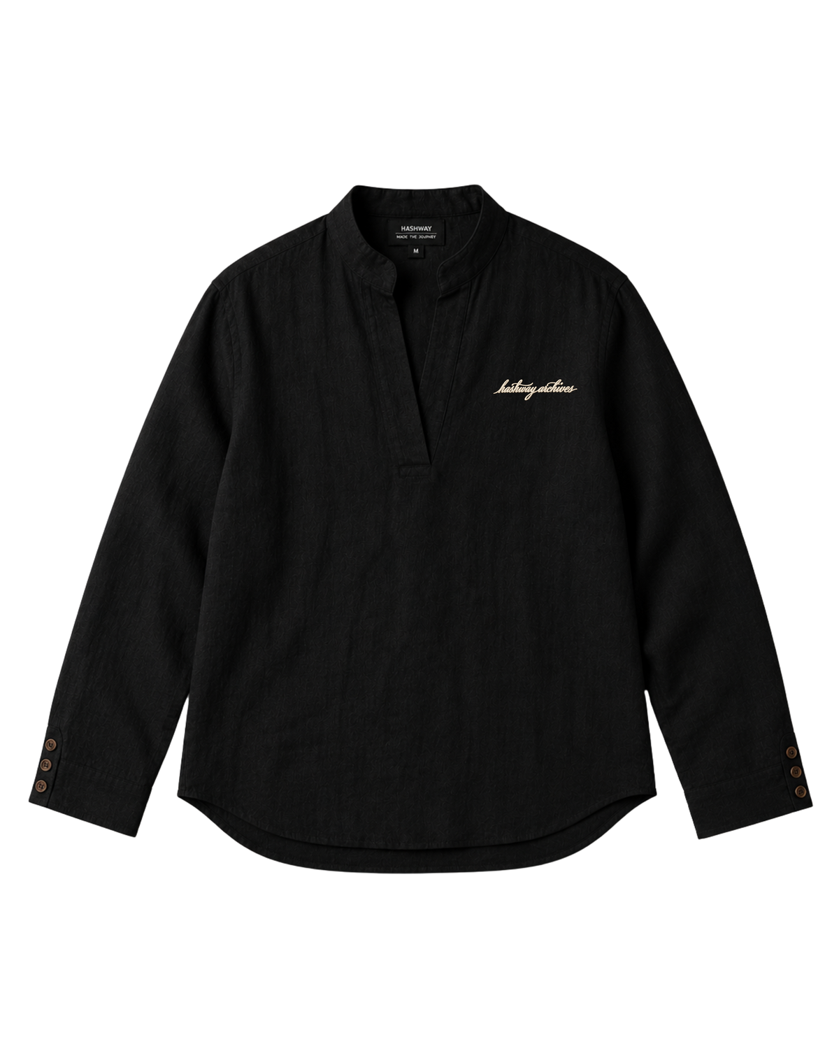 LA PIEGA NERO EMBROIDERED LINEN SHIRT - BLACK