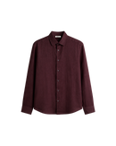 HASHWAY LINEN BLEND SHIRT - DARK BURGANDY