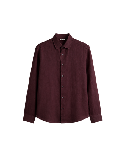 HASHWAY LINEN BLEND SHIRT - DARK BURGANDY