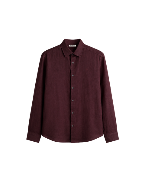 HASHWAY LINEN BLEND SHIRT - DARK BURGANDY