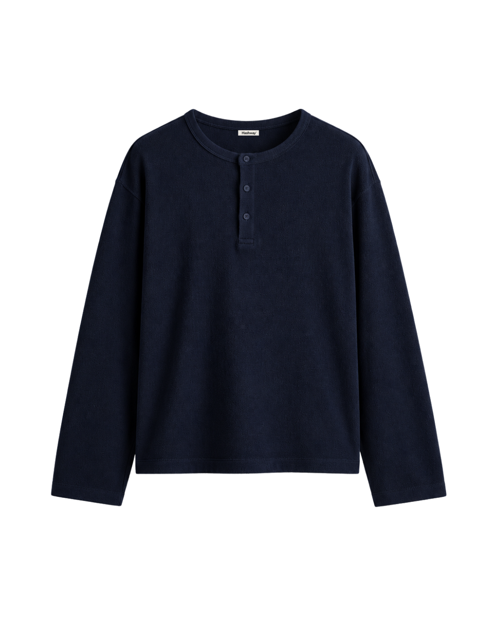HASHWAY COTTON HENLEY TEE - NAVY