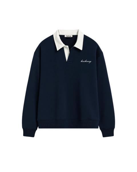 HASHWAY CLASSIC POLO SWEATSHIRT - NAVY