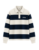 THE HERITAGE LONG SLEEVE POLO — IVORY / NAVY