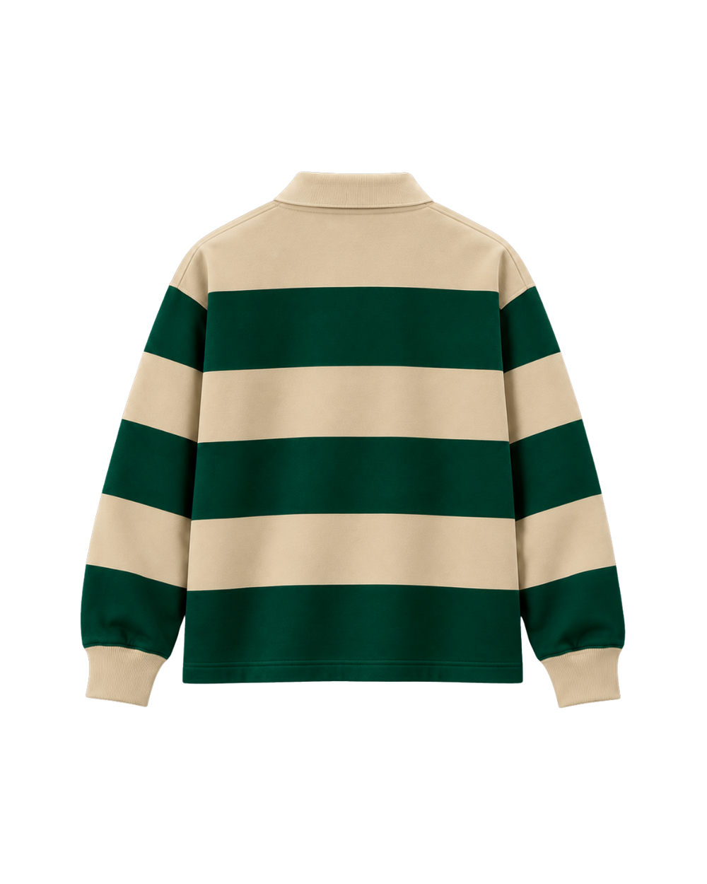 THE HERITAGE POLO SWEATSHIRT — CREAM / FOREST GREEN