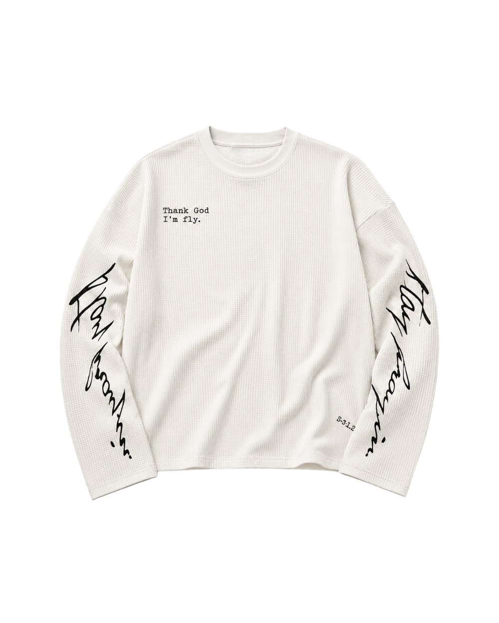 THANK GOD I'M FLY WAFFLE TEE - WHITE