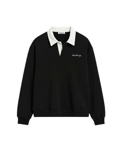 HASHWAY CLASSIC POLO SWEATSHIRT - BLACK