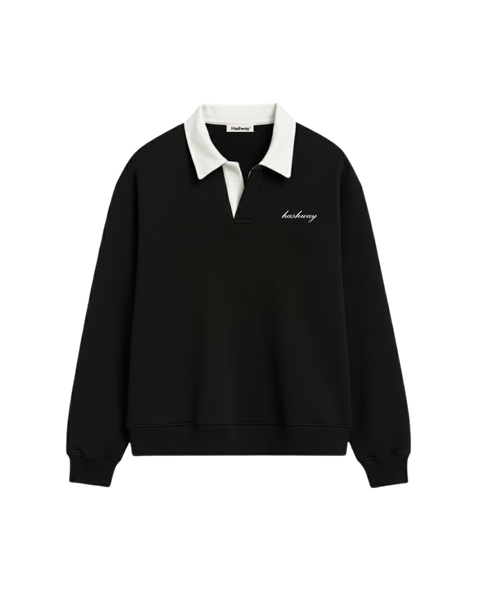 HASHWAY CLASSIC POLO SWEATSHIRT - BLACK