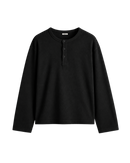 HASHWAY COTTON HENLEY TEE - BLACK