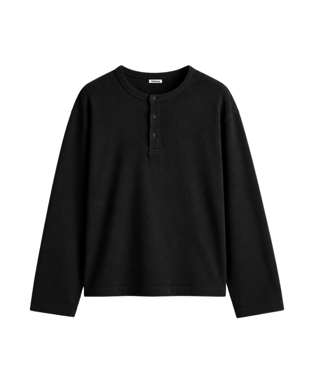 HASHWAY COTTON HENLEY TEE - BLACK
