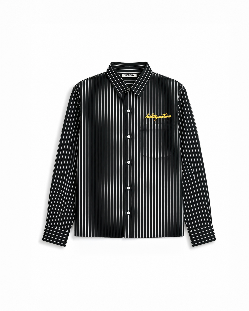 HASHWAY ARCHIVES EMBROIDERED STRIPED SHIRT- FOREST GREEN