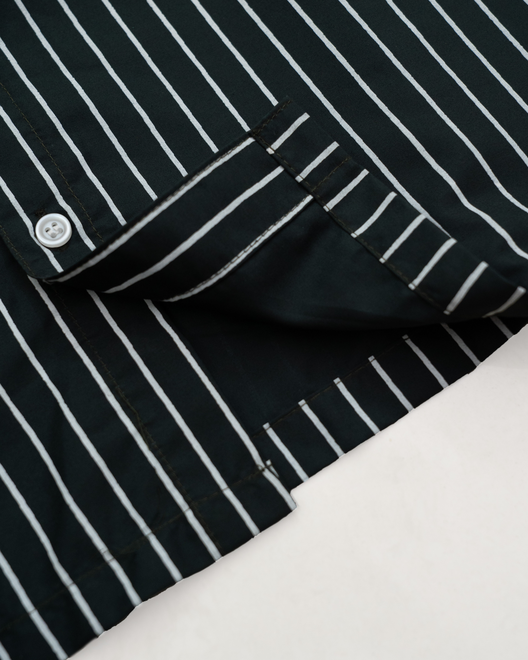 HASHWAY ARCHIVES EMBROIDERED STRIPED SHIRT- FOREST GREEN