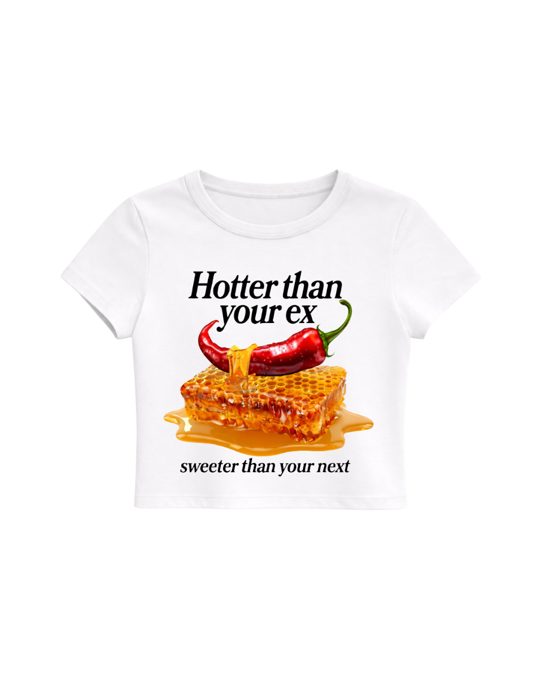 HOTTER THAN YOU EX BABY TEE - WHITE