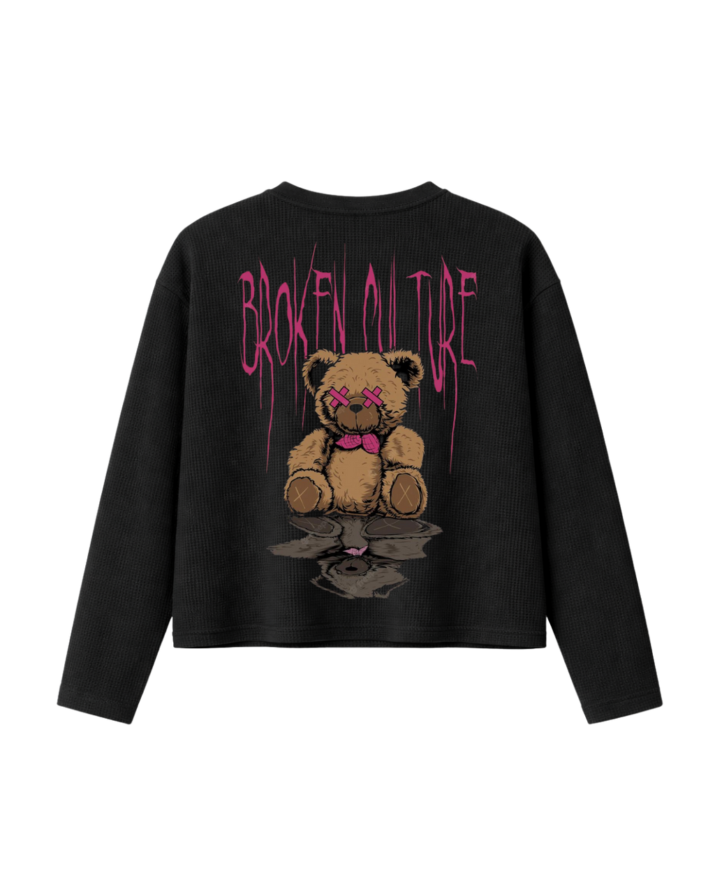 HASHWAY 'BROKEN CULTURE' WAFFLE T-SHIRT - BLACK