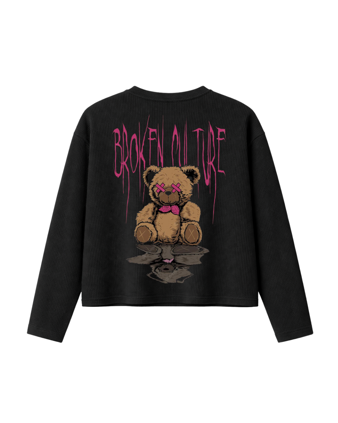 HASHWAY 'BROKEN CULTURE' WAFFLE T-SHIRT - BLACK