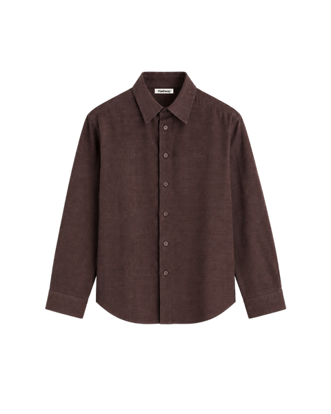 HASHWAY 100% PURE LINEN SHIRT - BROWN