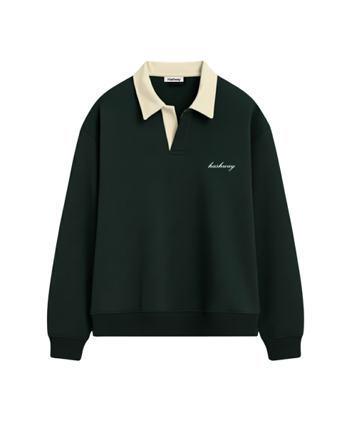 HASHWAY CLASSIC POLO SWEATSHIRT - GREEN