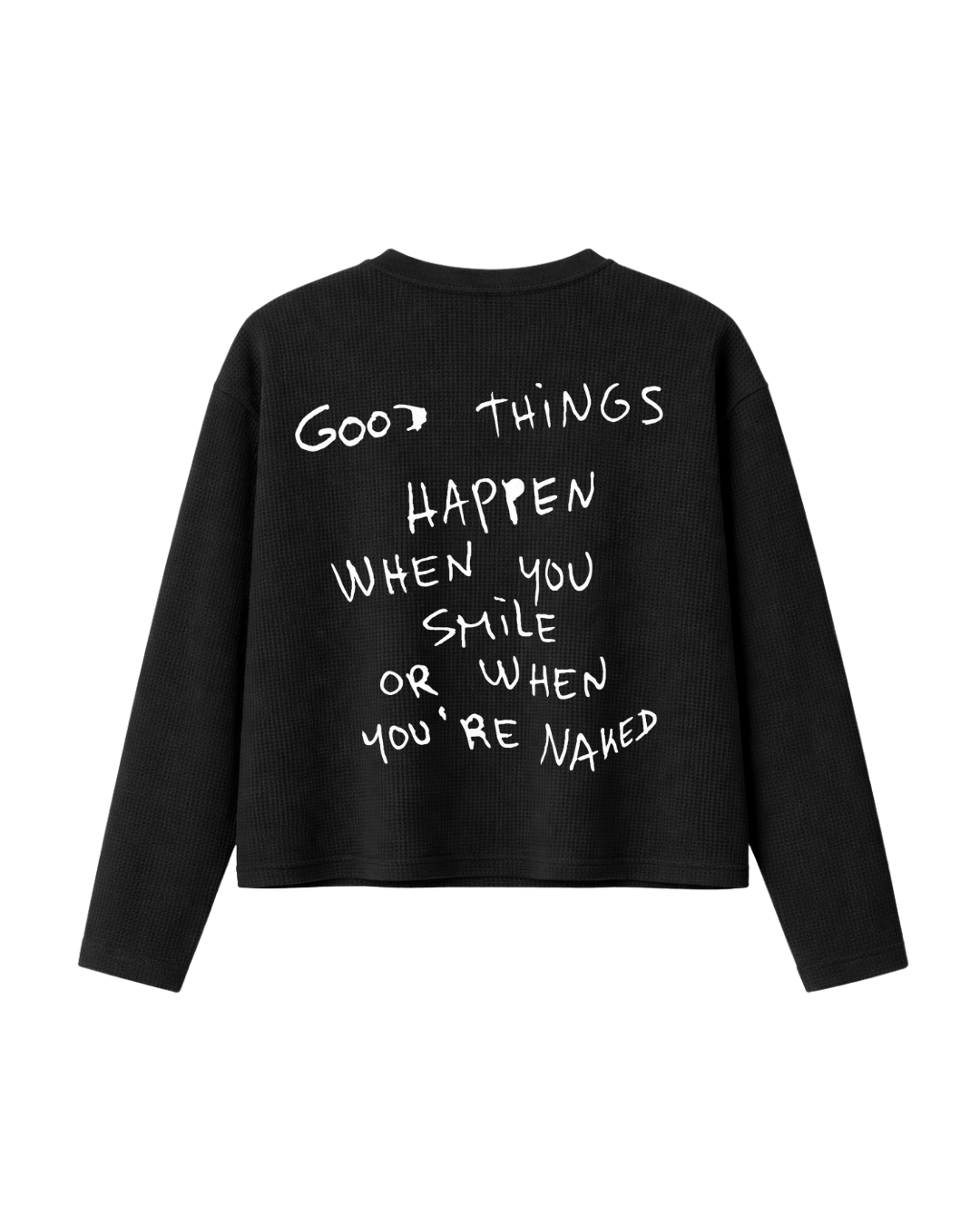 GOOD THINGS WAFFLE TEE - BLACK