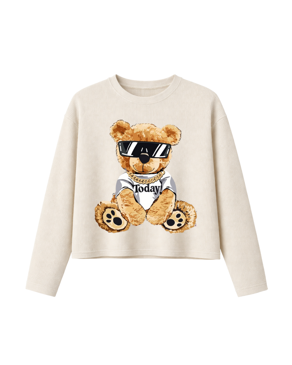 HASHWAY 'BEAR STREET' WAFFLE T-SHIRT - OFF WHITE