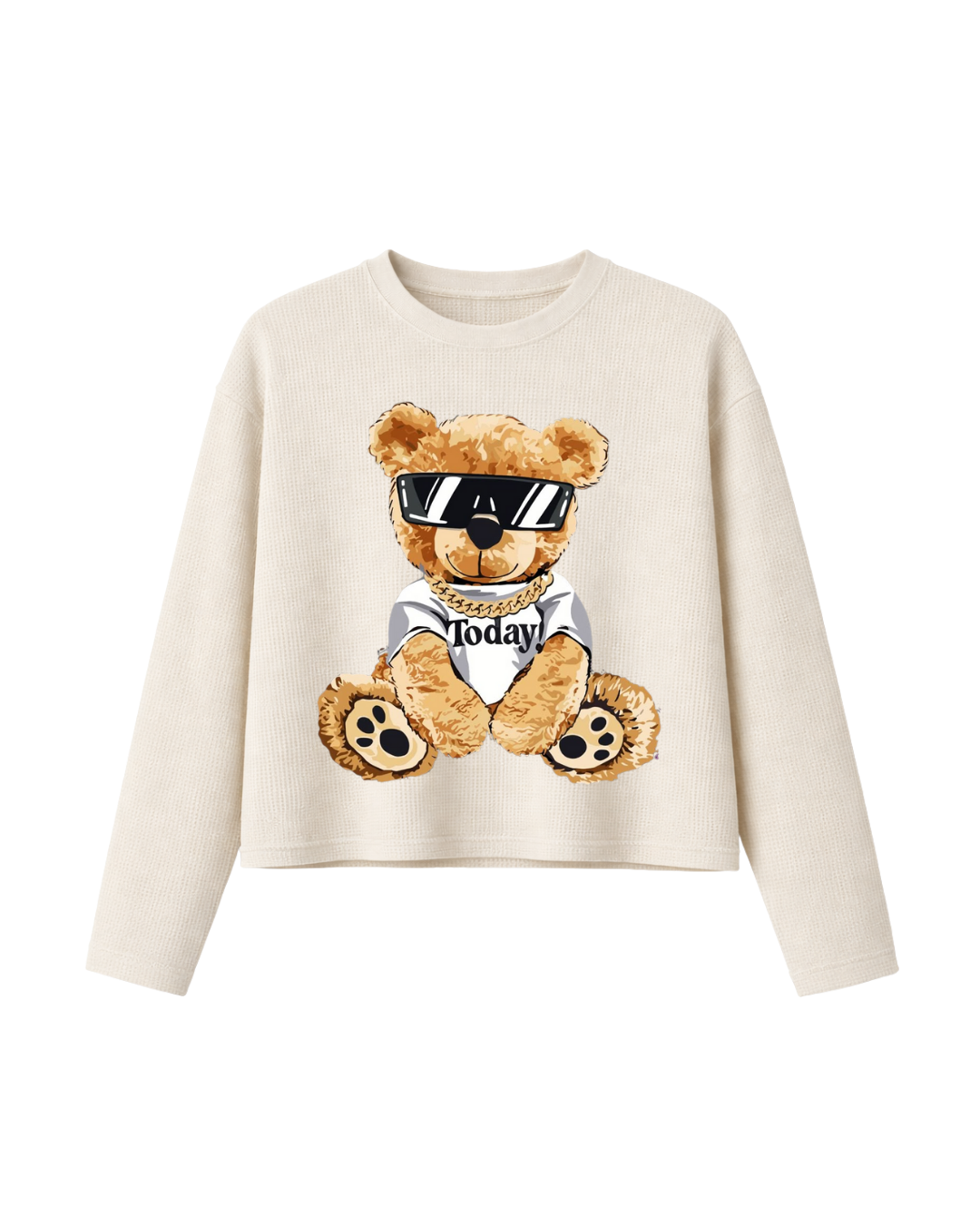 HASHWAY 'BEAR STREET' WAFFLE T-SHIRT - OFF WHITE