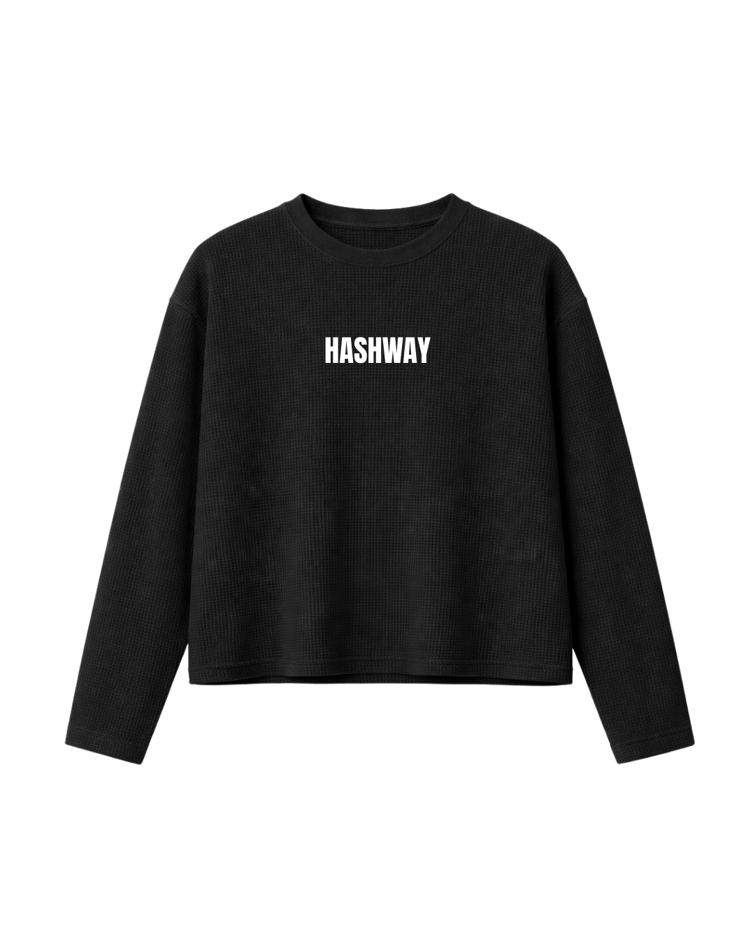 HASHWAY 'LISTEN TO VOICES' WAFFLE T-SHIRT - BLACK