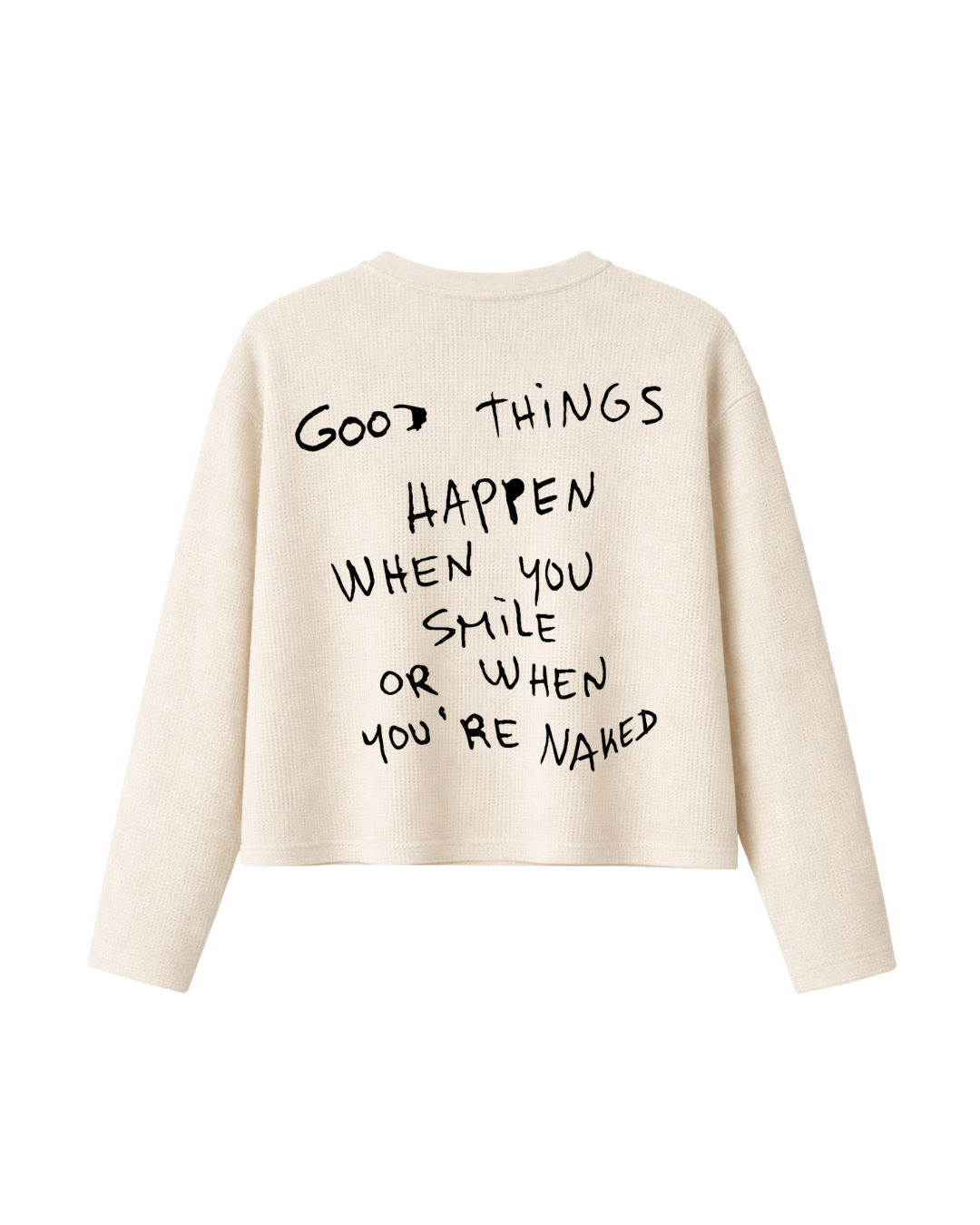 HASHWAY 'GOOD THINGS' WAFFLE T-SHIRT - OFF WHITE