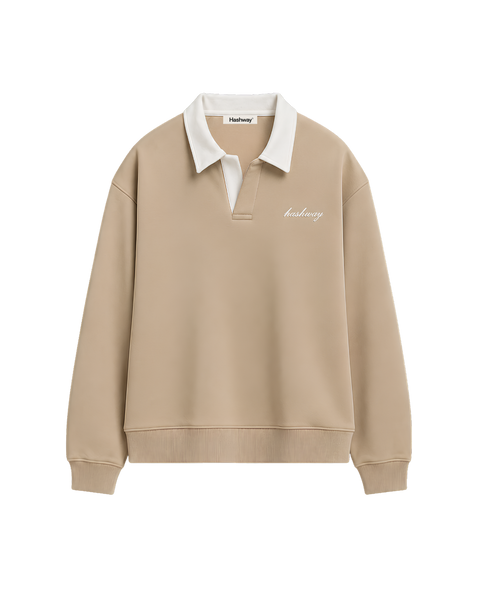 HASHWAY CLASSIC POLO SWEATSHIRT - BEIGE