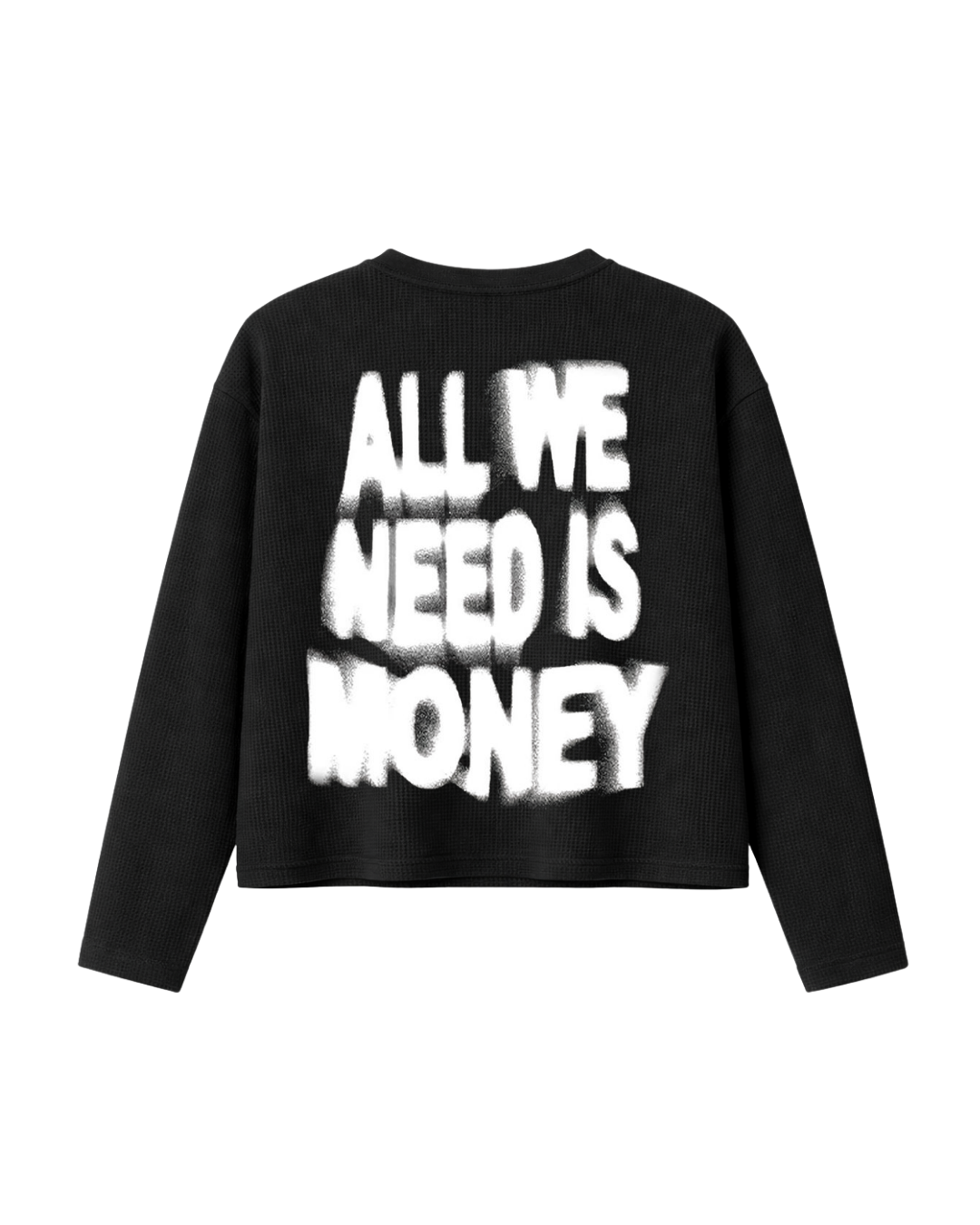 HASHWAY 'ALL WE NEED IS MONEY' WAFFLE T-SHIRT - BLACK